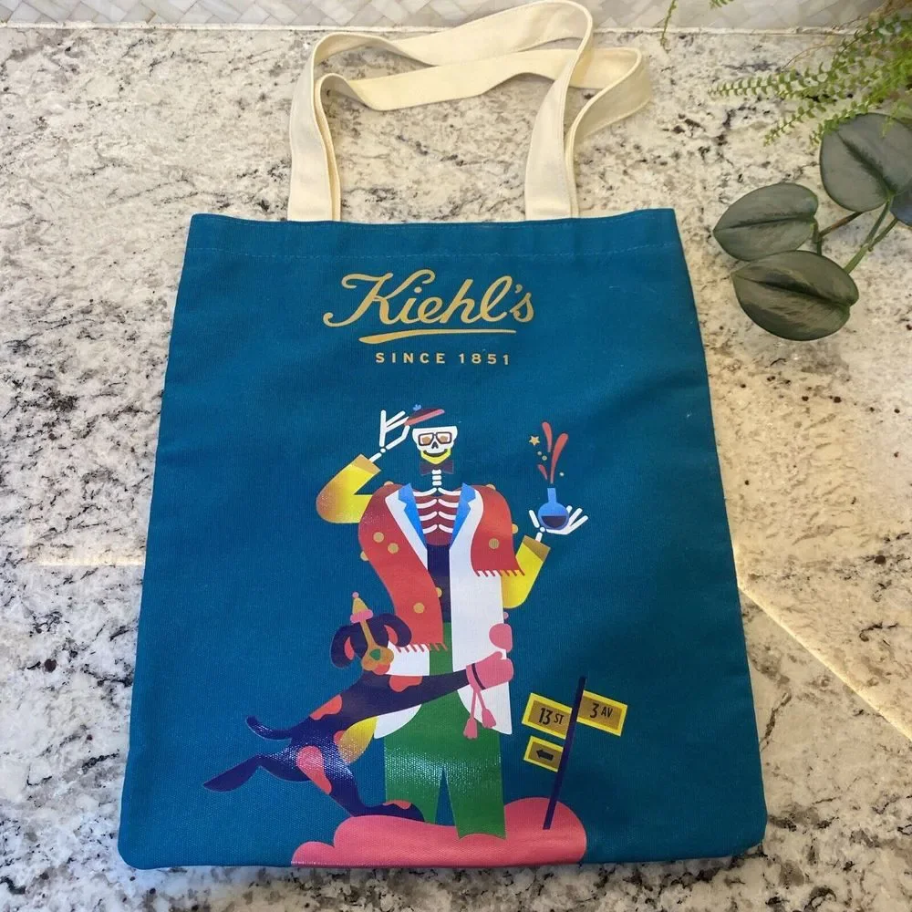 Kiehl's Limited Edition Designer Tote Bag Shoulder‎ Janine Rewell skeleton dog